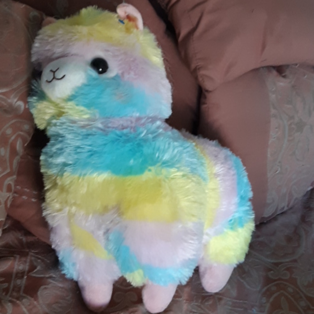 Rainbow Pastel Cotton Candy Colored Llama Stuffed Animal Plush kids toy Large